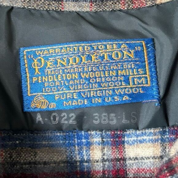 Pendleton Vintage 50s 60s  Wool Dress Gray Blue Shirt Plaid Size M - Picture 6 of 6